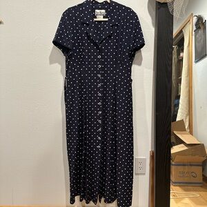 Sheri Martin Midnight Blue Polka Dot Midi Dress